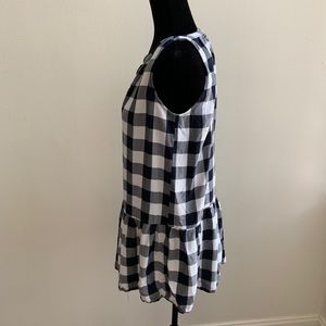 LOFT Tops - Loft Black and White Buffalo Plaid Peplum Tank Top LOFT Tops - Loft Black and White Buffalo Plaid Peplum Tank Top